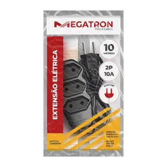 Extensão 10M Pl 2P Preta Megatron