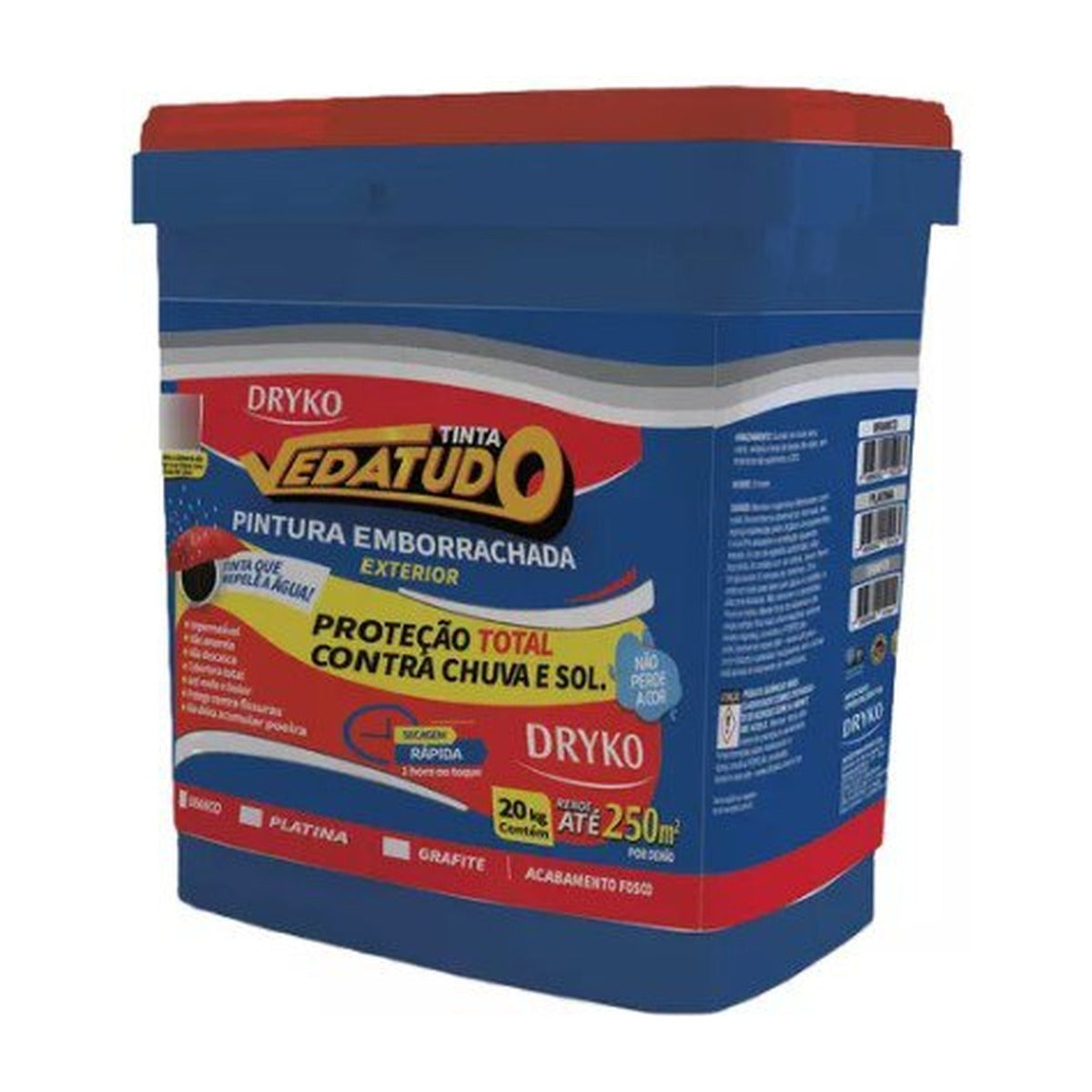 Tinta emborrachada Vedatudo Dryko para fachada e microfissuras 20 kg