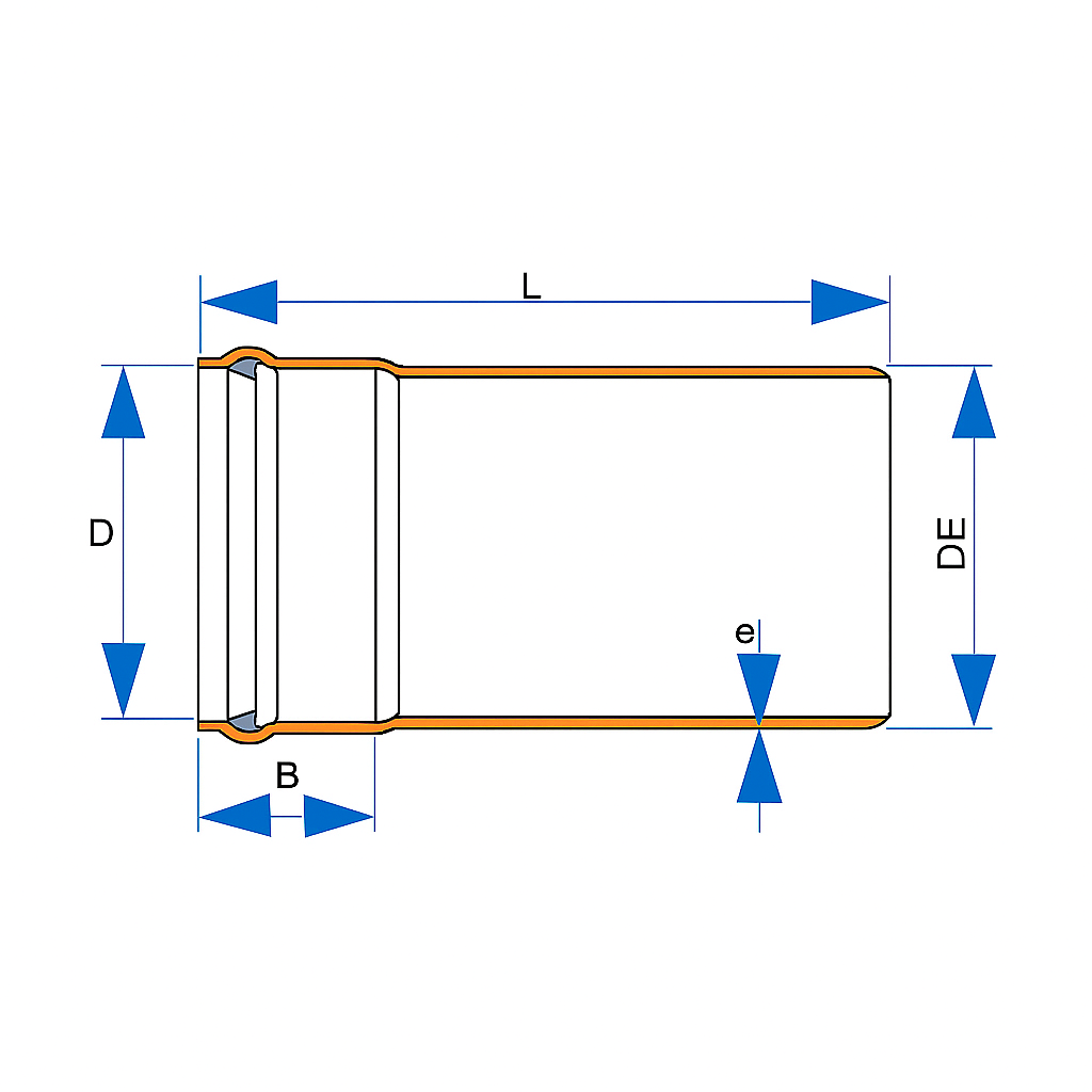 Tubo PVC Coletor Esgoto Ocre JEI DN150/DE160 BARRA 6 METROS NBR 7362