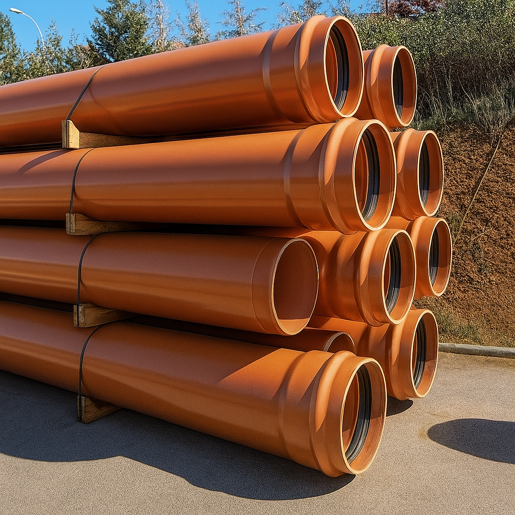 Tubo PVC Coletor Esgoto Ocre JEI DN150/DE160 BARRA 6 METROS NBR 7362