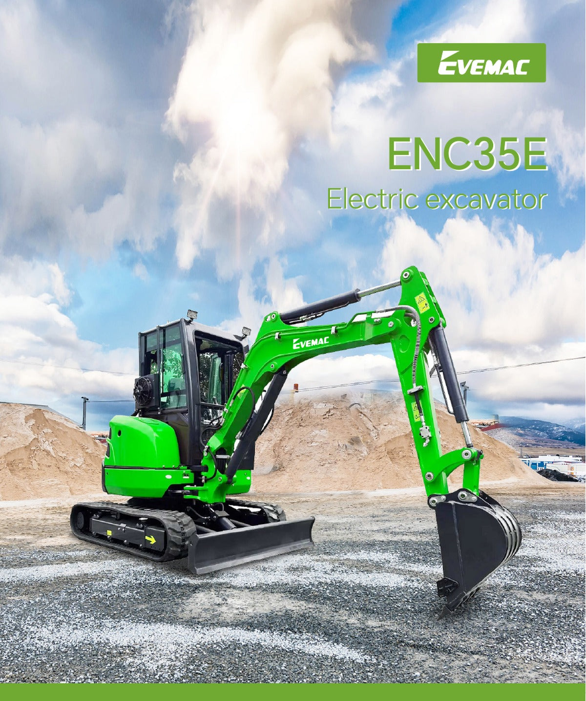 Mini Escavadeira Elétrica sobre Esteira EVEMAC ENC35E (3,75 Toneladas)