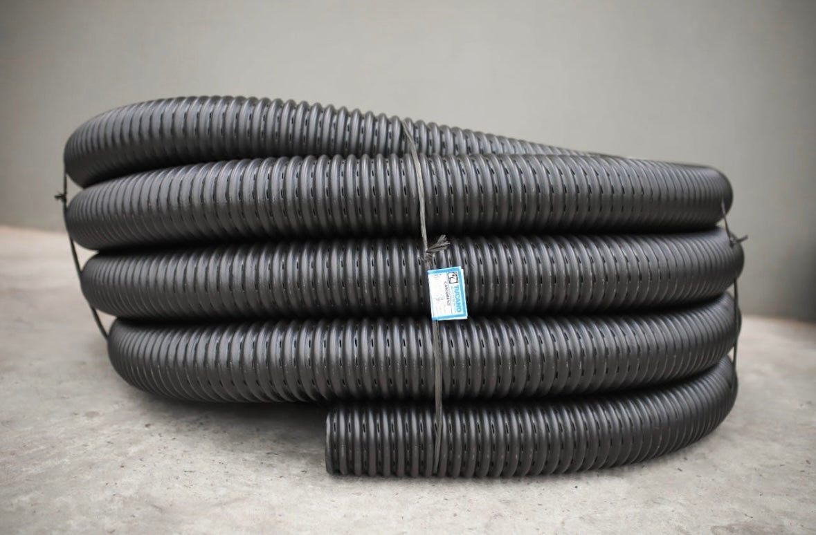 Tubo Duto PEAD Corrugado Dreno Perfurado Helicoidal ECO 6" 150mm Rolo 50mts
