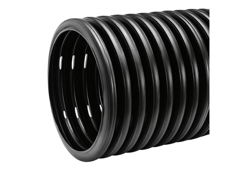 Tubo Duto PEAD Corrugado Dreno Perfurado Helicoidal ECO 8" 200mm Barra 6mts