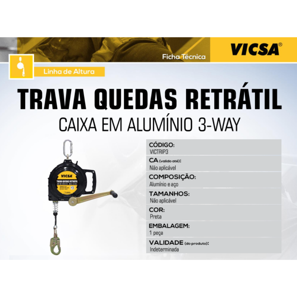 Trava Quedas Retrátil 3-WAY com Caixa em Alumínio VICTRIP3