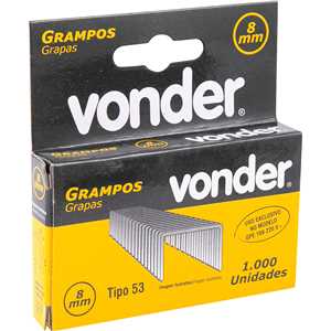 Grampo 8 mm, para grampeador GPE 168, caixa com 1.000, VONDER