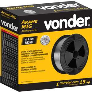 Arame MIG aço inox ER309LSi, 1 mm, carretel com 15 kg, VONDER