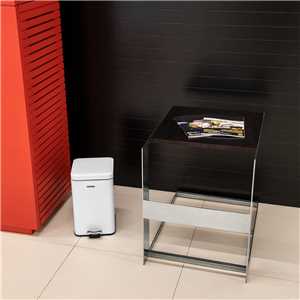 Lixeira retangular, 12 litros, inox, branca, VONDER