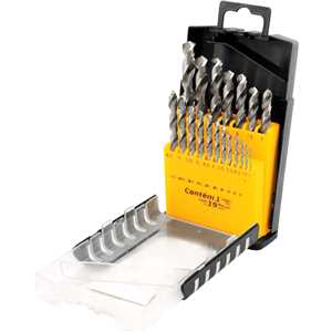 Jogo de brocas de aço rápido DIN 338, 1,0 mm a 10,0 mm, com 19 peças, VONDER