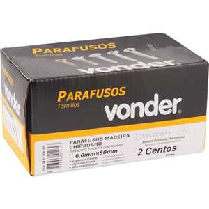 Parafuso madeira chipboard, cabeça chata, fenda cruzada/pozidrive, 6,0 mm x 50,0 mm, VONDER
