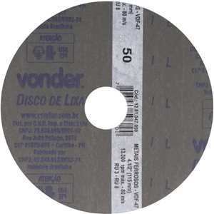 Disco de lixa costado em fibra, 4.1/2", grão 50 VDF 47, VONDER