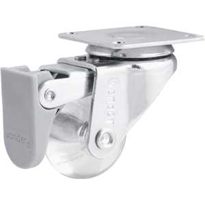 Rodízio giratório leve 1.3/8", de poliuretano, transparente, com freio, VONDER