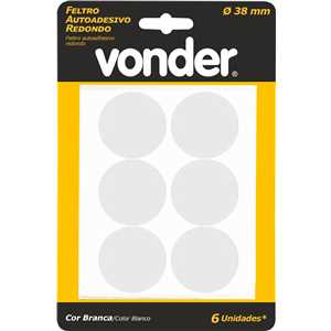 Feltro autoadesivo branco, redondo, 38 mm, VONDER