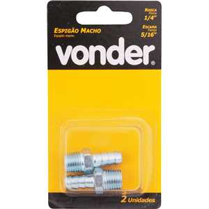 Espigão rosca macho de 1/4" NPT com escama de 5/16", cartela com 2 peças, VONDER