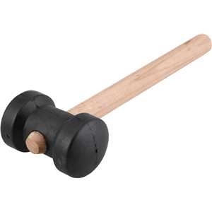 Martelo de borracha 60 mm, cabo em madeira, preto, NOVE54