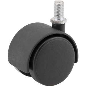 Rodízio giratório duplo leve 2.3/8", de nylon, preto, com rosca, VONDER
