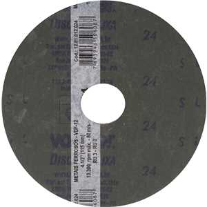 Disco de lixa costado em fibra, 4.1/2", grão 24 VDF 12, VONDER