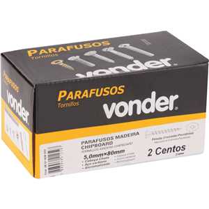 Parafuso madeira chipboard, cabeça chata, fenda cruzada/pozidrive, 5,0 mm x 80,0 mm, VONDER