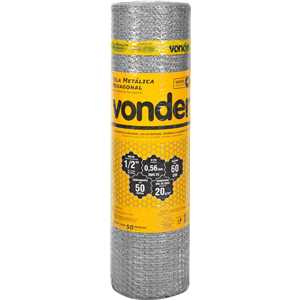 Tela metálica hexagonal, viveiro, malha 1/2", 24 BWG x 0,6 m, com 50 m, VONDER