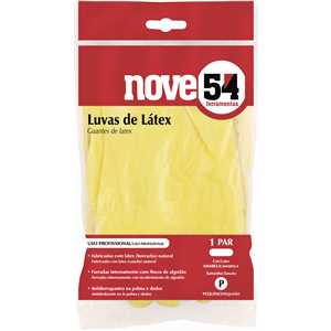 Luva de látex pequena, cor amarela, com forro, NOVE54