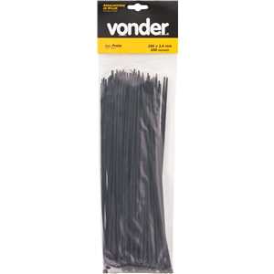 Abraçadeira de nylon, preta, 280 mm x 3,6 mm, com 100 peças, VONDER