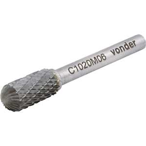 Lima rotativa abaulada, 10,0 mm x 20,0 mm, com haste 6,0 mm, VONDER