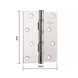 Dobradiça 4" com anel rolamento, cromada, com 3 peças, VONDER