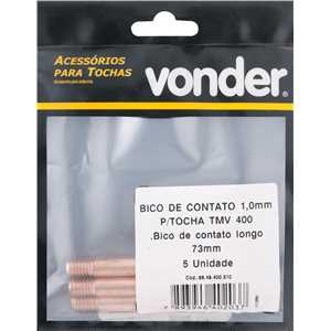 Bico de contato 1,0 mm x 73 mm, para tocha TMV 400, VONDER