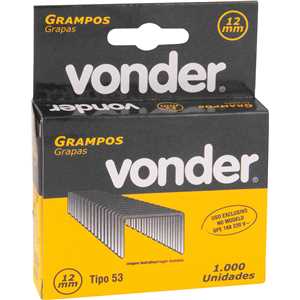 Grampo 12 mm, para grampeador GPE 168, caixa com 1.000, VONDER