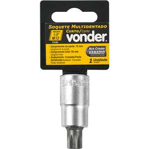 Soquete multidentado, curto, com encaixe de 1/2", M12, VONDER