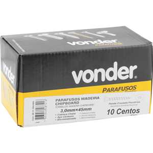 Parafuso madeira chipboard, cabeça chata, fenda cruzada/pozidrive, 3,0 mm x 45,0 mm, VONDER