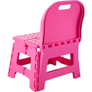 Banqueta plástica dobrável, rosa, altura 220 mm, com encosto, VONDER