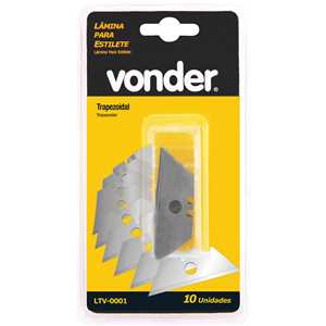Lâmina trapezoidal para estilete, com 10 peças, VONDER