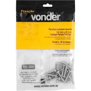 Parafuso autoatarraxante, 3,5 mm x 19,0 mm, cabeça panela, phillips, VONDER