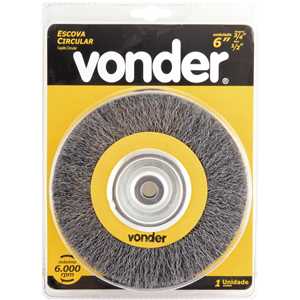 Escova circular de aço, ondulada, 6" x 3/4" x 1/2" (152,4 mm x 19,1 mm x 12,7 mm) VONDER