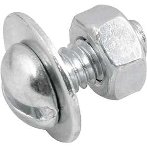 Parafuso máquina zincado cabeça redonda, 1/4" x 5/8", com porca e arruela lisa, VONDER