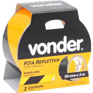 Fita adesiva refletiva, 50 mm x 3 m, amarela e preta, VONDER