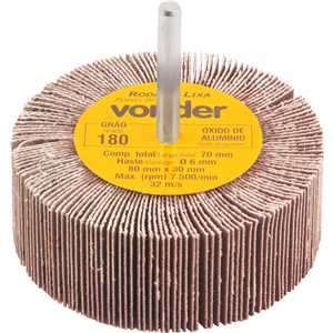 Roda de lixa 80 mm x 30 mm com haste, grão 180 VONDER