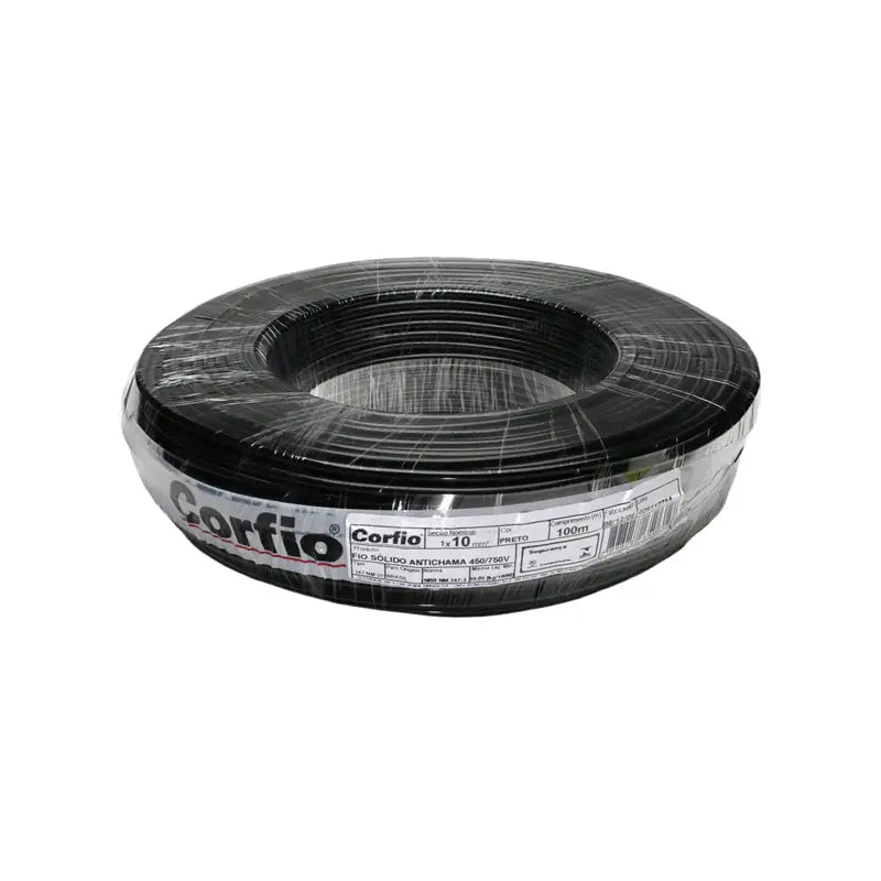 Fio Sólido 10,00Mm Preto Corfio 100M