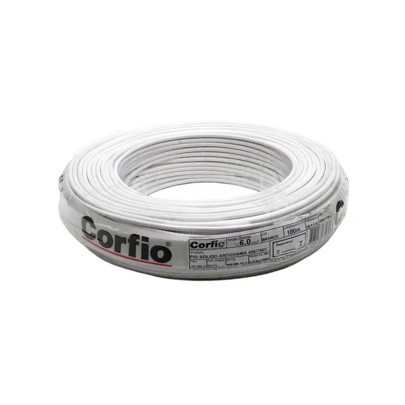 Fio Sólido 6,00Mm Branco Corfio 100M