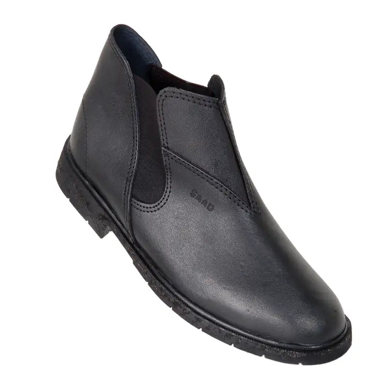 Botina Couro Preto Solado Pneu 39 Saad