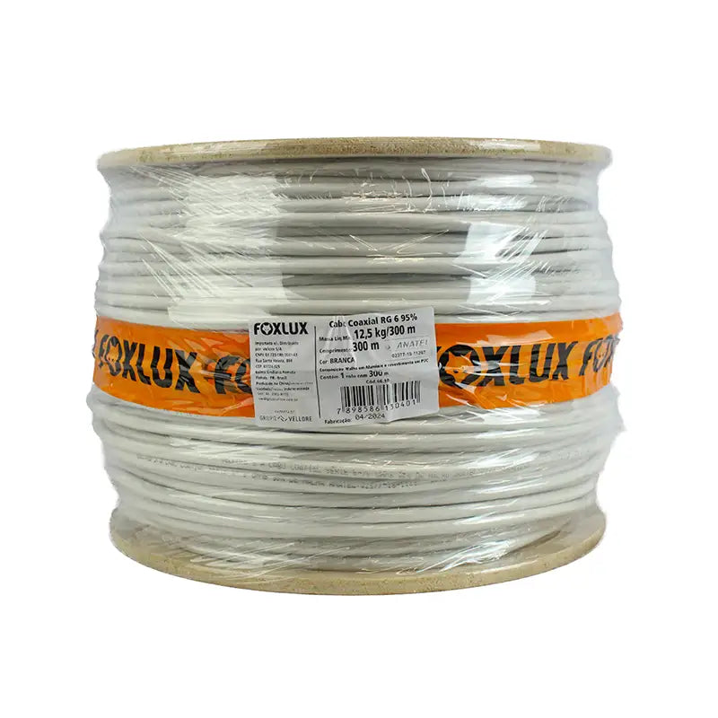 Fio Antena Tv Coaxial Rígido C6 95 Branco Foxlux 300M