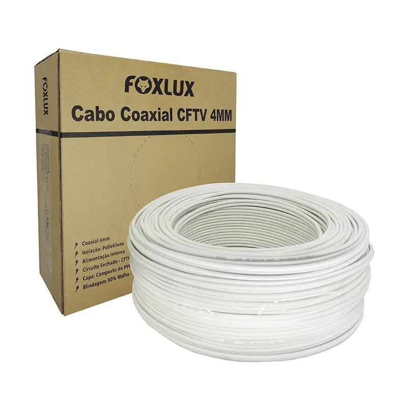 Fio Coaxial P/Câmera Bipolar Foxlux 100M