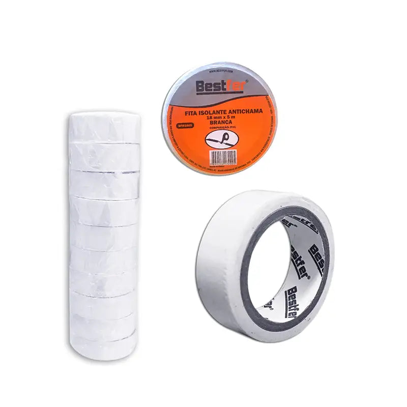 Fita Isolante 5Mx18mm Pvc Branca Bestfer