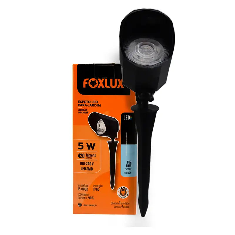 Espeto Jardim Preto Led Branco Bivolt Foxlux
