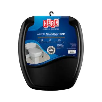 Assento Sanitário Preto Almofadado Retangular Herc