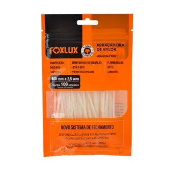 Abraçadeira Nylon 100Mmx2,5 Branca Foxlux C100