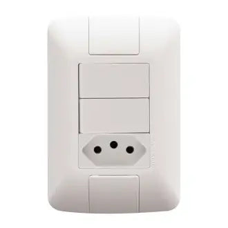 Interruptor 2 Simples + 1 Tomada 2X4 10A Branco Aria Tramontina
