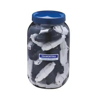 Pino Macho+Fêmea 2P 10A Preto/Branco C36pares