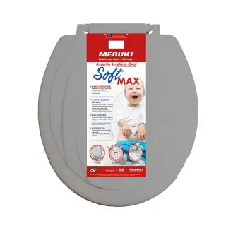 Assento Sanitário Cinza Almofadado Oval Mebuki
