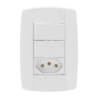 Interruptor 2 Simples + 1 Tomada 2X4 10A Branco Leve Ilumi